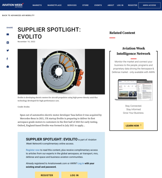 Aviationweek.com | Supplier Spotlight: EVOLITO